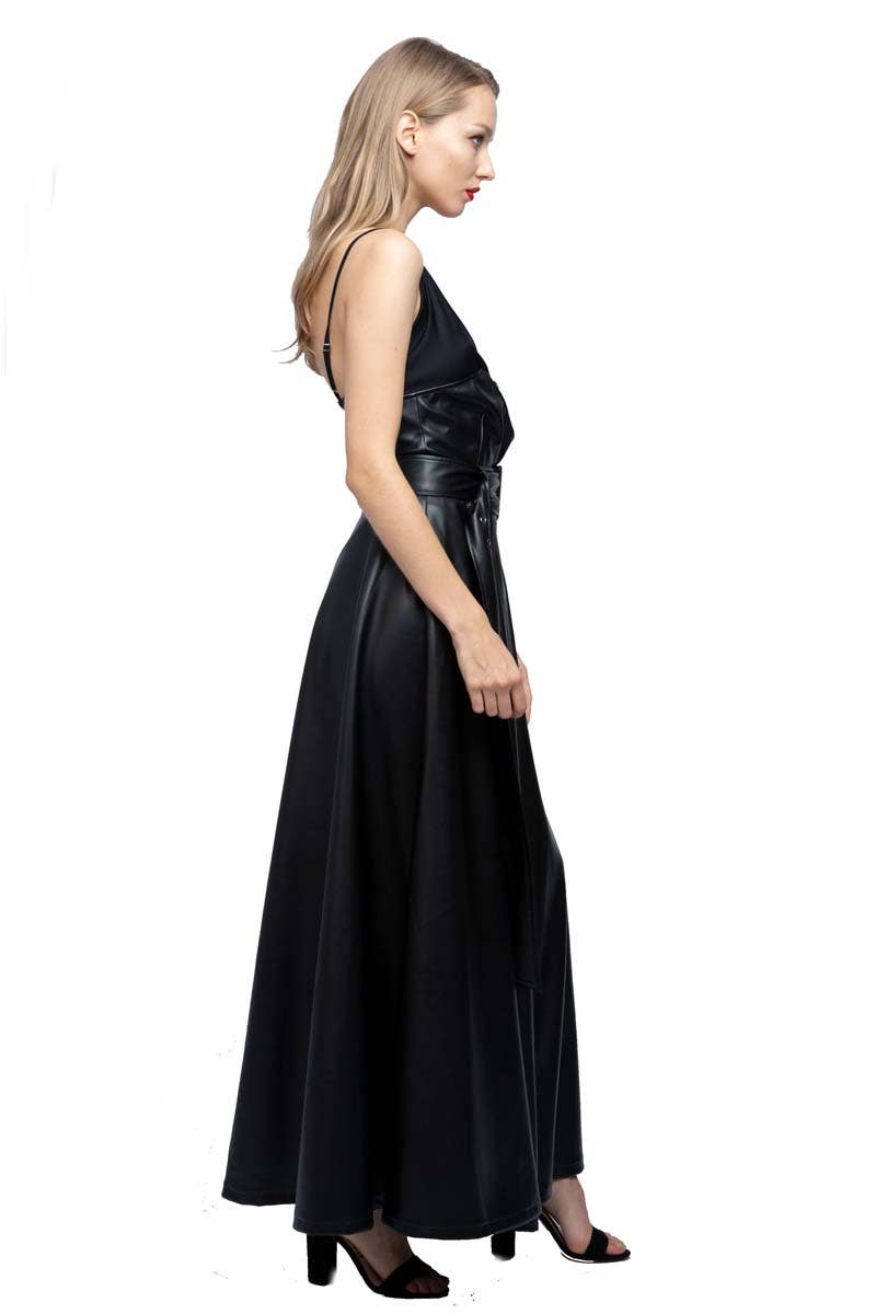 TOV – Großhandel Rock – Damen – [SK4101] Hochtaillierter Rock aus veganem Leder5