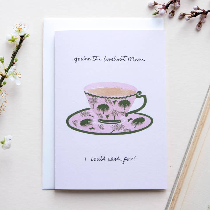 The Hidden Pearl Studio - Venta al por mayor Tarjetas del Día de la Madre - Tarjeta para el Día de la Madre con forma de taza de té0