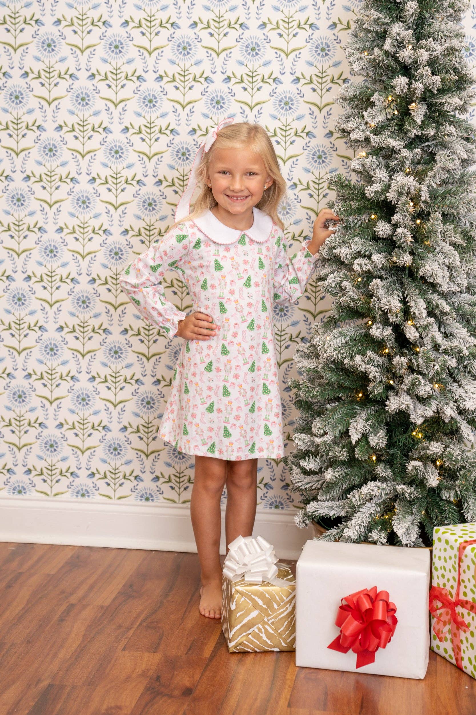 The Oaks Apparel Company - Wholesale Dress - Kids - Presley Kait Preppy Christmas Long Sleeve Dress1