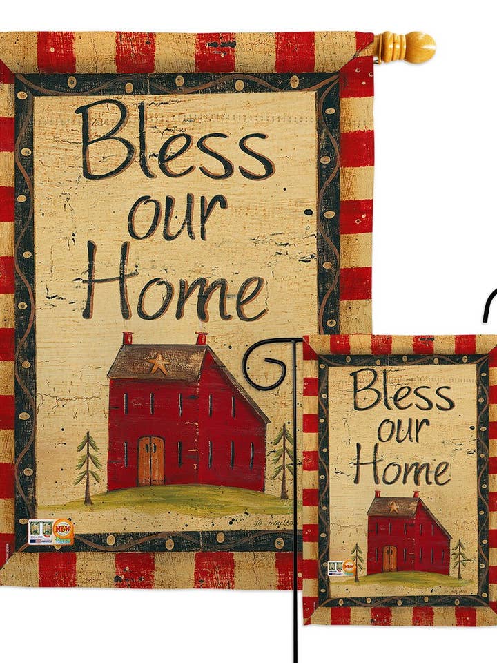Bless Our Home Country Living Primitive Sweet Decor Flag for wholesale by Two Group Flag Co