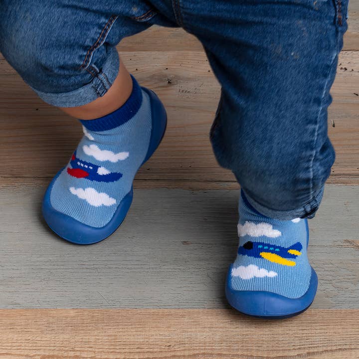 Komuello – Großhandel Krabbelschuhe – Baby – Komuello First Walker Babysocken Schuhe - Flugzeuge