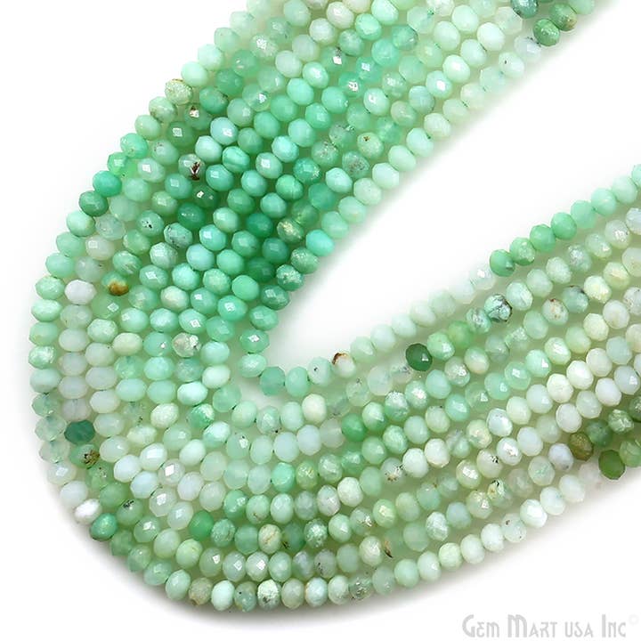 Rondelle-kralen van chrysopraas, 13 inch edelsteenstreng, 3-4 mm voor wholesale door GemMartUSA