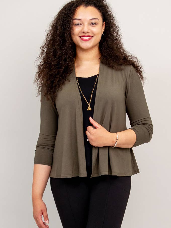 Giacca Kathy, kaki, bambù per la vendita all'ingrosso da parte di Blue Sky Clothing Co LLC