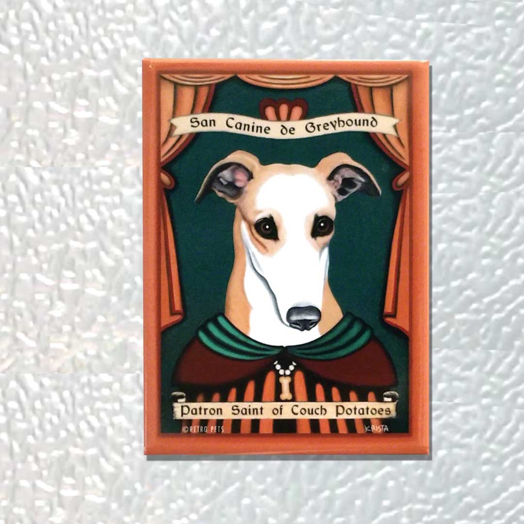 Retro Pets - Wholesale Magnet - Greyhound SaintCouchPotatoes 4-Pack Refrigerator Magnets2