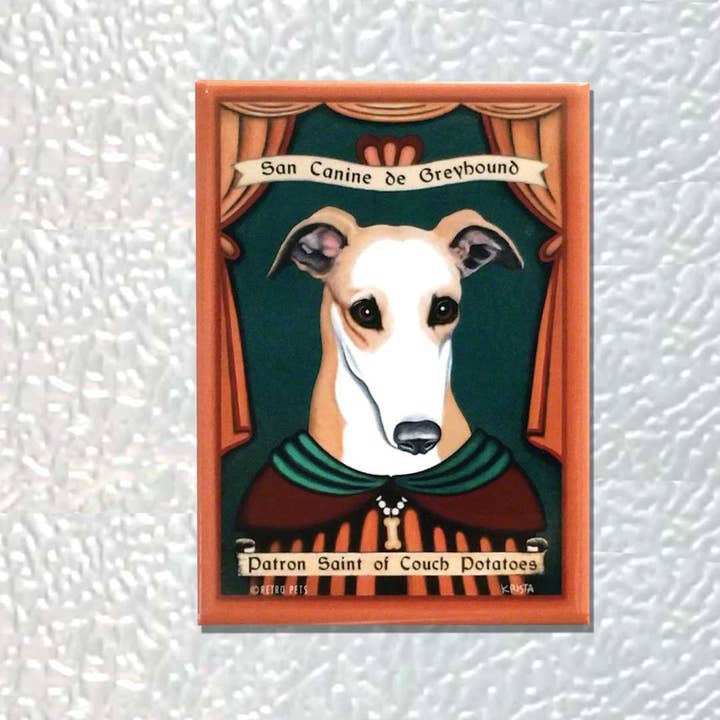 Retro Pets - Wholesale Magnet - Greyhound SaintCouchPotatoes 4-Pack Refrigerator Magnets2