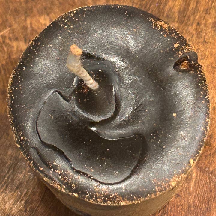 Blackened bees wax Dubby Votives for wholesale by The Cranberry Cornstalk Co.