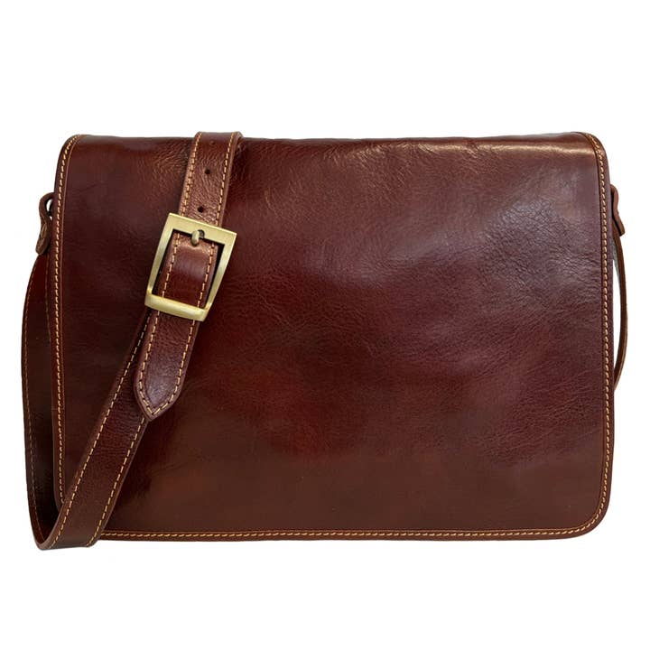 Modern Vintage Messenger Briefcase Bag in Italian Leather H for wholesale by MODARNO