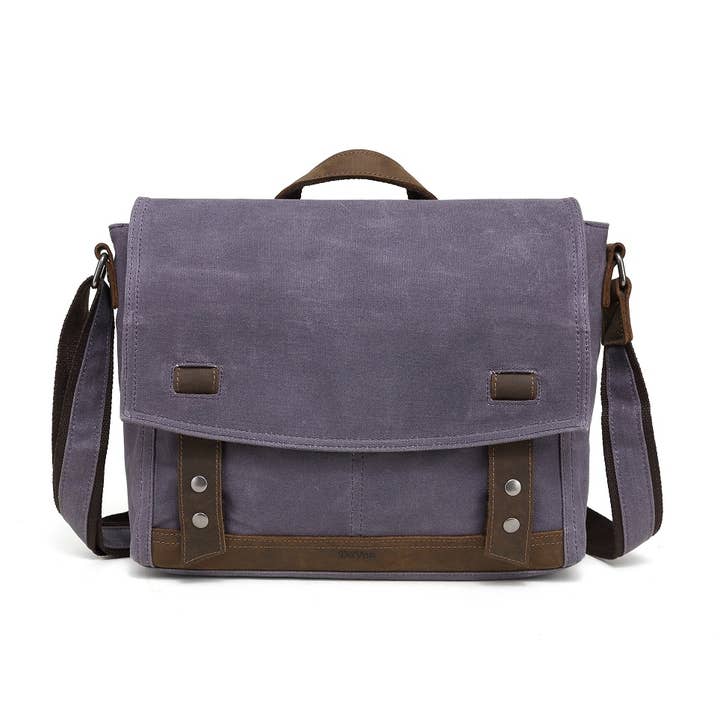 Waxed Canvas Messenger Bag MB 583W (Grey) for wholesale by Davan
