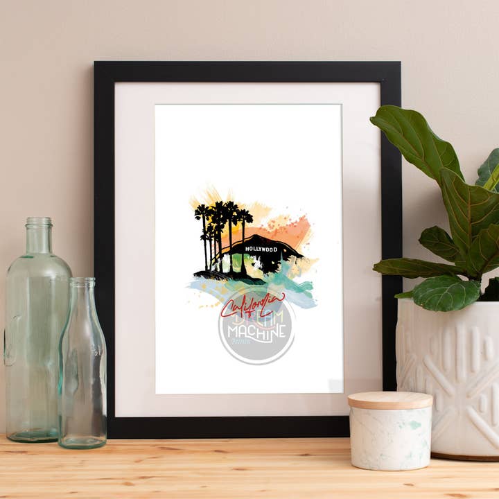 Impresión de Hollywood, horizonte de Hollywood, arte de Hollywood, póster de Hollywood, acuarela de Hollywood, arte de Hollywood, mapa de Hollywood, arte de pared de Hollywood WCSymbol59 para venta al por mayor de DreamMachine Prints