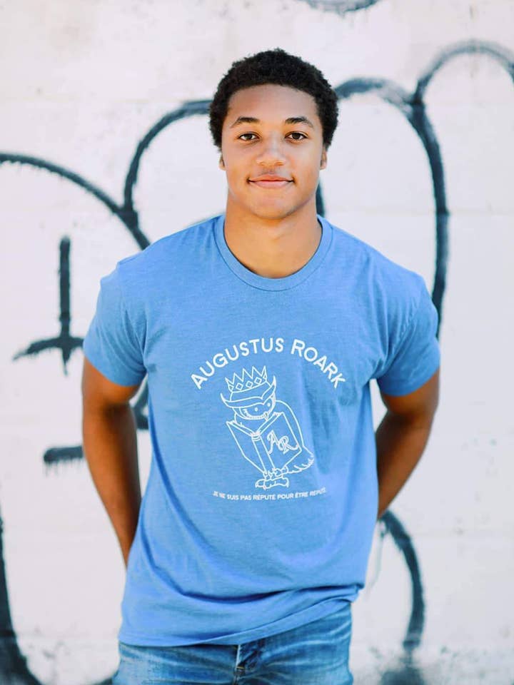 Logo originale gufo su blu reale - Uomo per la vendita all'ingrosso da parte di Augustus Roark