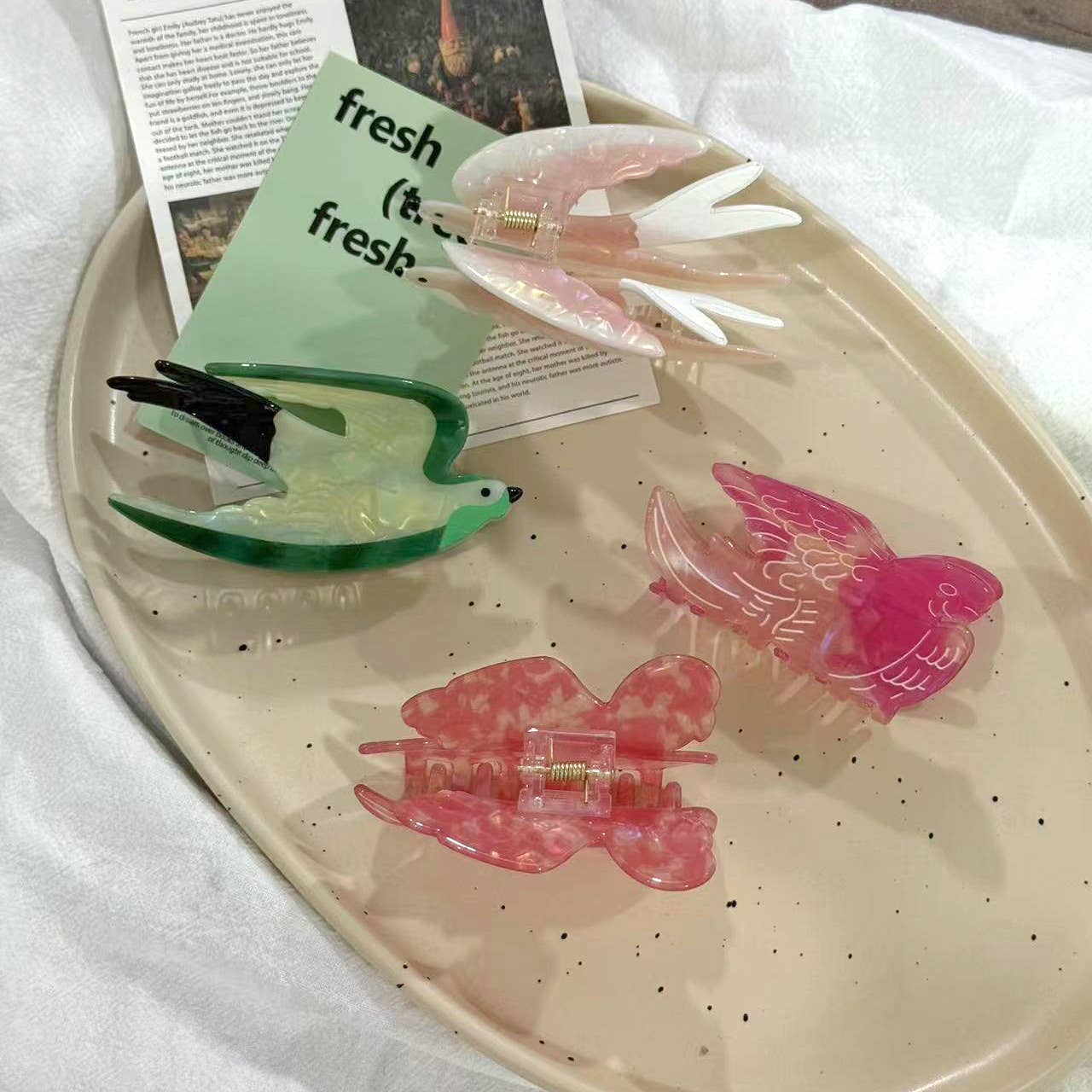 SoapElenGlen - Wholesale Hair Clip - Women's - Iridescent Swallow  - Shaped Bird Hair Claw Clips 2