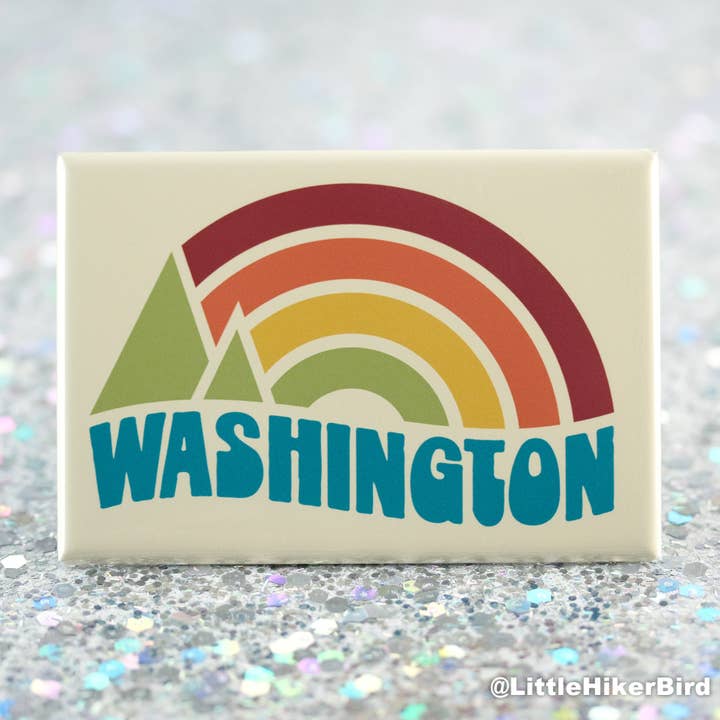 Washington State Fridge Magnet - Vintage Sunset for wholesale by Little Hiker Bird