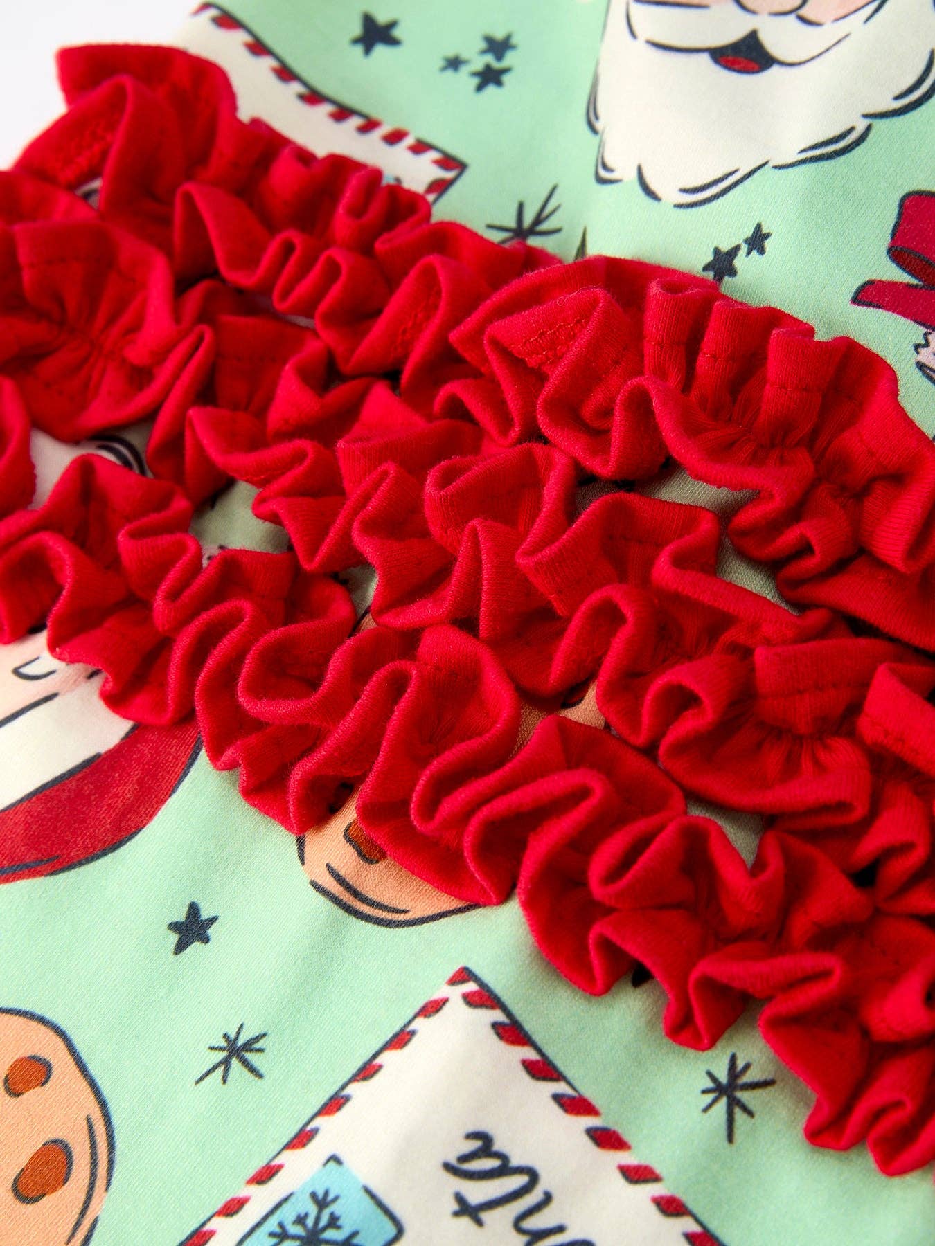 Rylee Faith Designs - Vente Barboteuse – bébé - Barboteuse de Noël pour bébé fille avec imprimé Père Noël et détail nœud rouge4