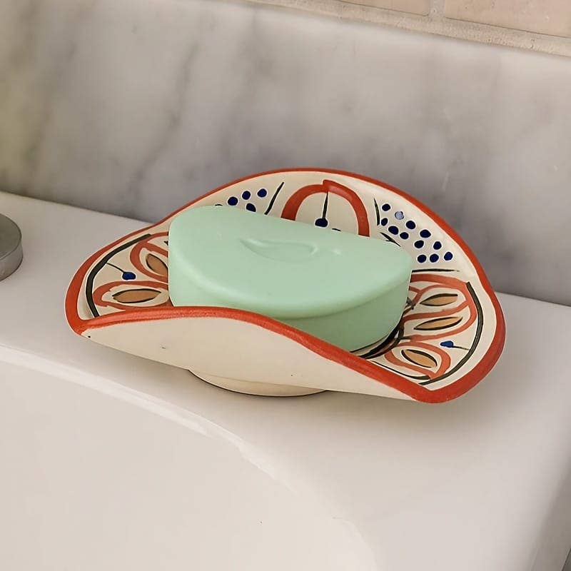 Etnico del Mondo - Wholesale Bath Soap Dish - Hand-Painted Moroccan Ceramic Soap Dish Safi#21