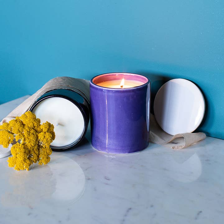 MAISON PICHON UZES – wholesale Jar/filled candle – Basilisca Violet & White Candle0