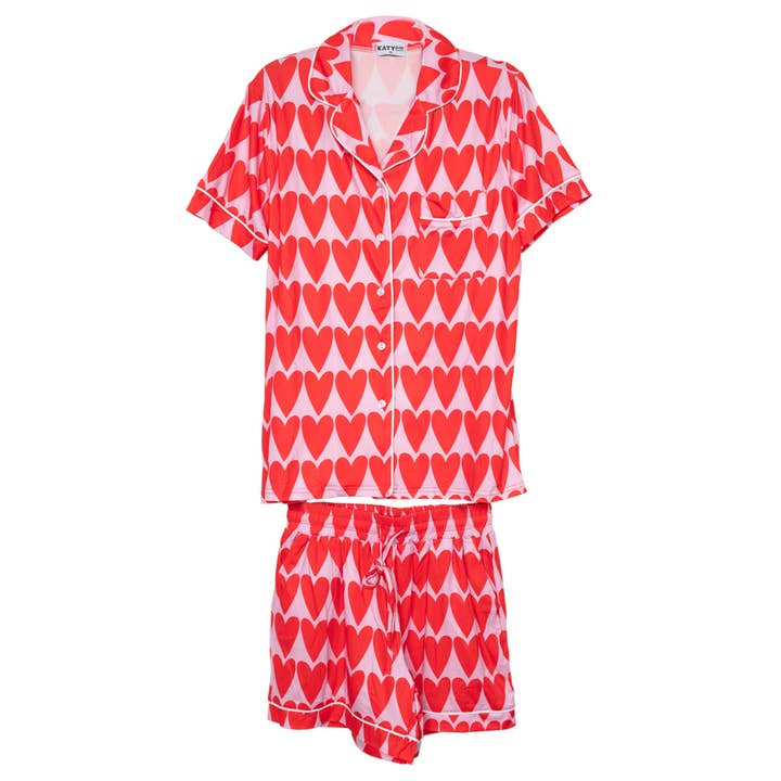 Pink and Red Hearts Comfy Loungewear Set for wholesale on Faire