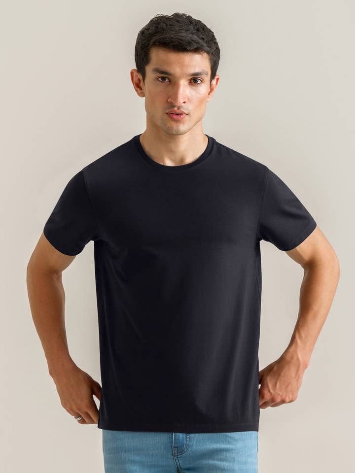 T-shirt en pur coton Supima - Noir pour la vente par Brian Oak Limited