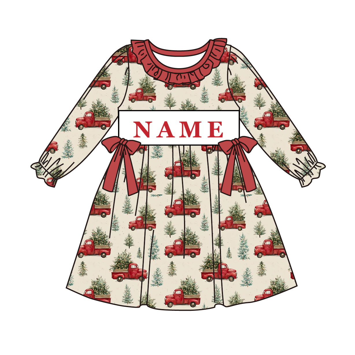 Auraquise - Vente Ensemble de vêtements – bébé - Collection de Tenues Personnalisées avec Broderie Smockée de Sapin de Noël3