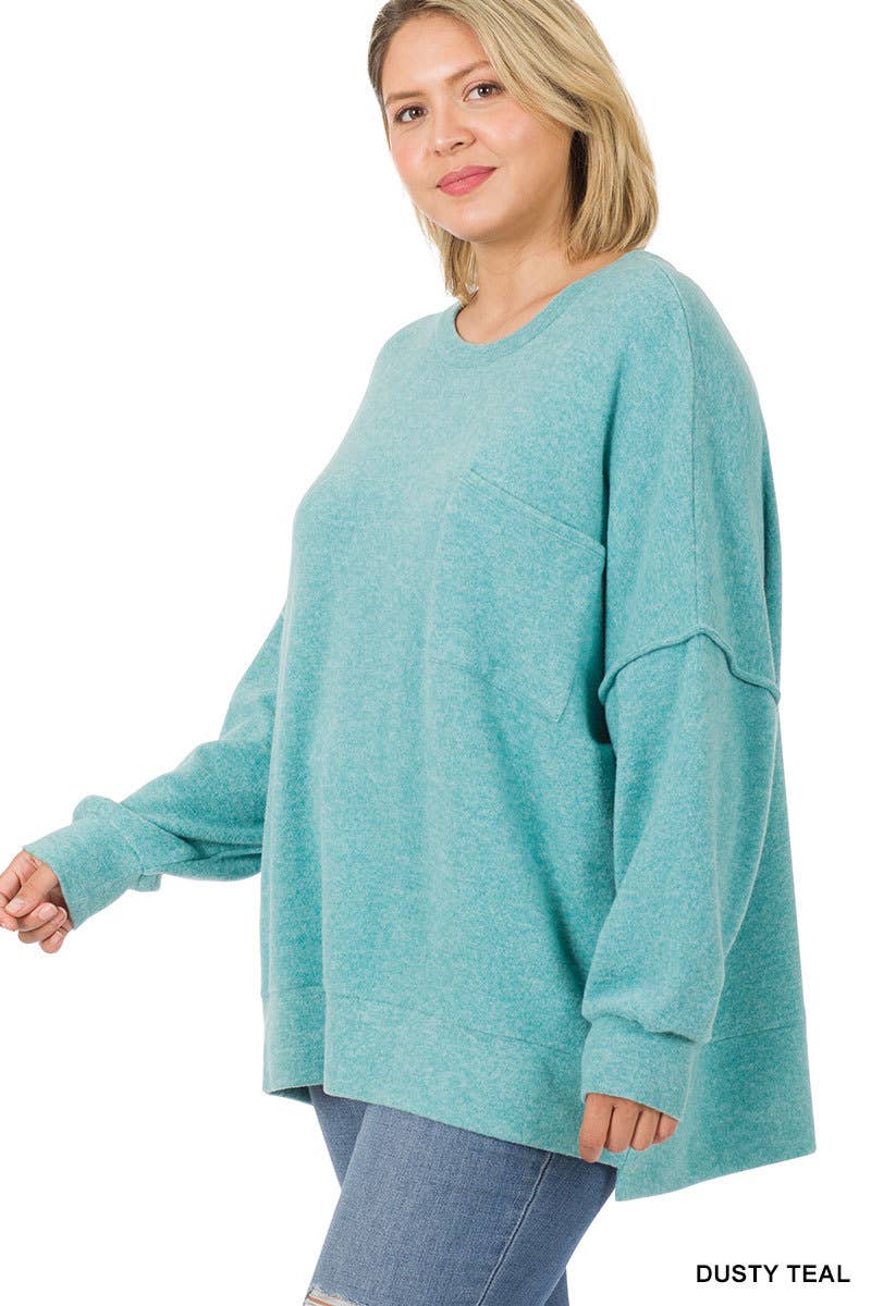 Vanilla Monkey - Wholesale Knit Sweater - Women's - Plus Brushed Melange Drop Shoulder Sweater10