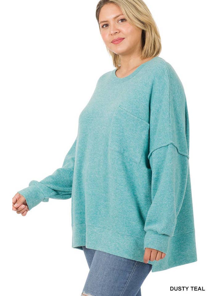 Vanilla Monkey - Wholesale Knit Sweater - Women's - Plus Brushed Melange Drop Shoulder Sweater10