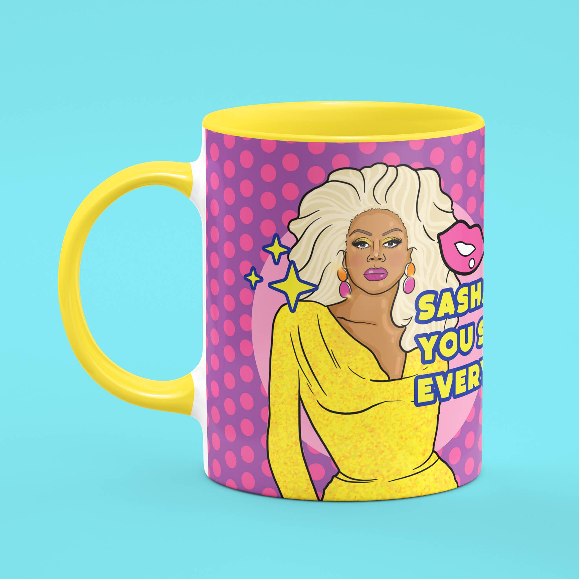 Studio Soph (We Pay Your Import Fees - We Ship DDP) - Wholesale Coffee Mug - Drag Queen Sashay You Slay Yellow Mug