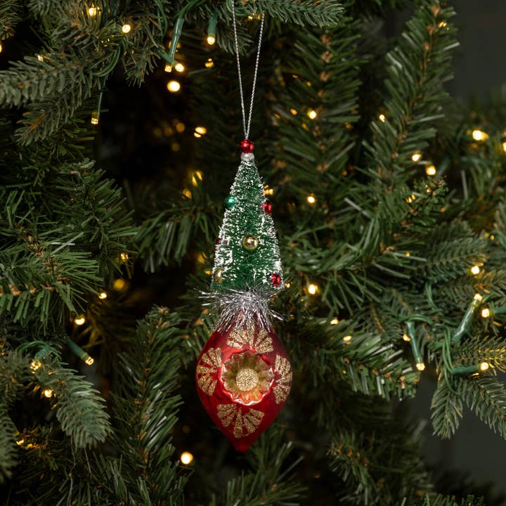 Ragon House - Wholesale Ornament - 6" RED VINTAGE TREE ORNAMENT1