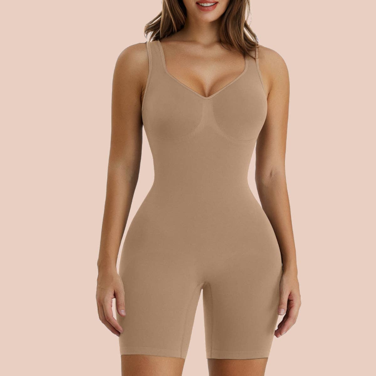 ShaperX Shapewear - Wholesale Shapewear - Women's - SHAPERX Seamless Wide Starps Mid-Thigh Bodysuit4
