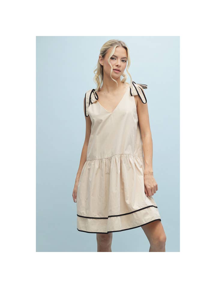 Wishlist Apparel - Wholesale Dress - Women's - CONTRAST SELF TIE SHOULDER STRAPS MINI DRESS / WL25-10251