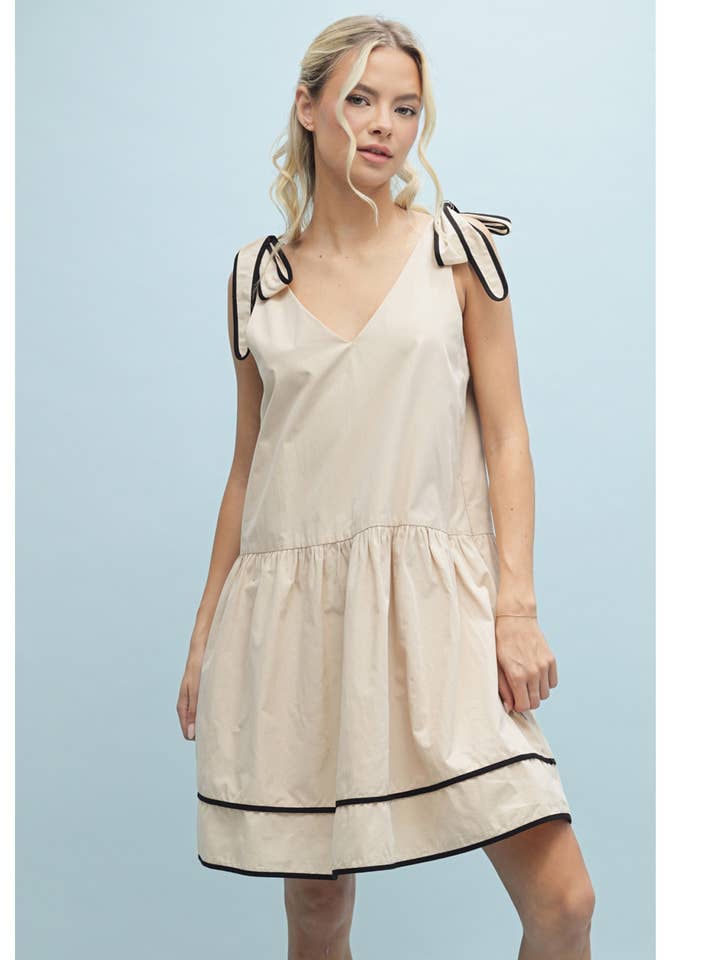 Wishlist Apparel - Venta al por mayor Vestido - Mujer - MINIVESTIDO CON TIRANTES ANUDADOS EN CONTRASTE/WL25-102510