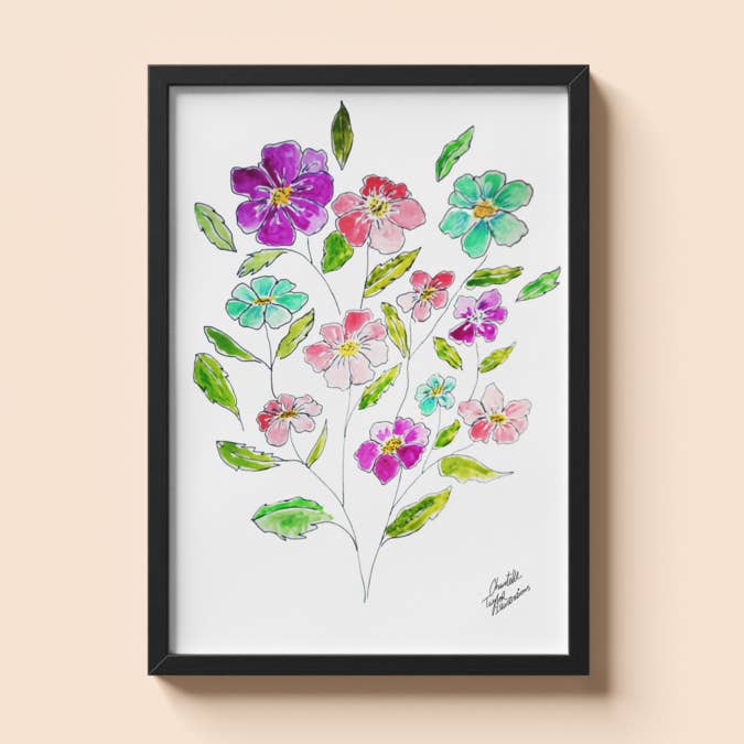 Floral Watercolour Art Print Vibrant Botanical Wall Decor for wholesale by Chantelle Taylor Illustrations