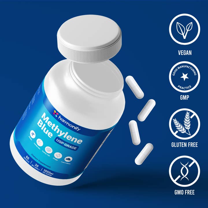 HARMONIFY - Wholesale Oral Supplement/Vitamin - Methylene Blue Capsules 1000 mg with Mushrooms, USP Grade
