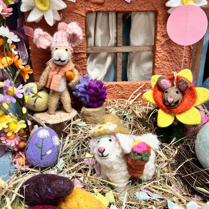 Felt So Good - Wholesale Ornament - Handmade Felt Herdwick Sheep Easter Hanging Decoration2