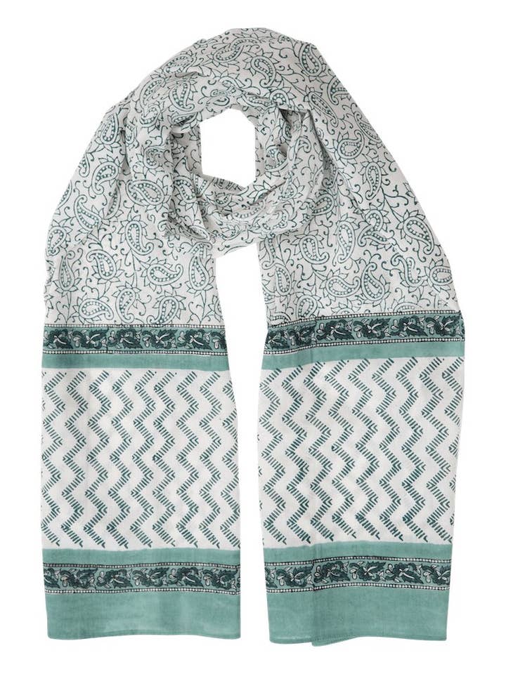 Mint Paisley Floral Cotton Scarf for wholesale by Passion Lilie