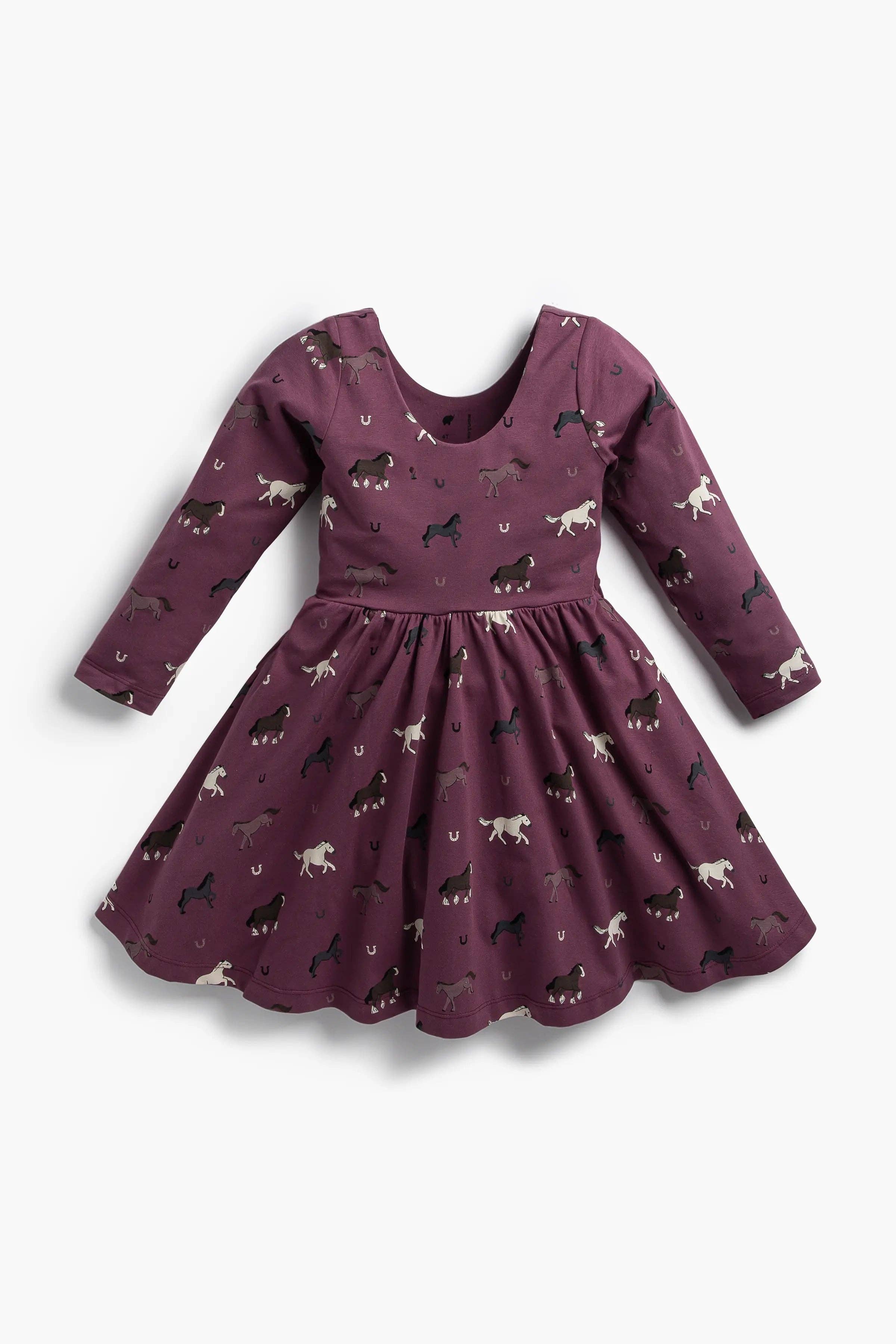 Monica + Andy - Wholesale Dress - Kids - Back to School Long Sleeve Let's Dance Dress_Fall Horses0