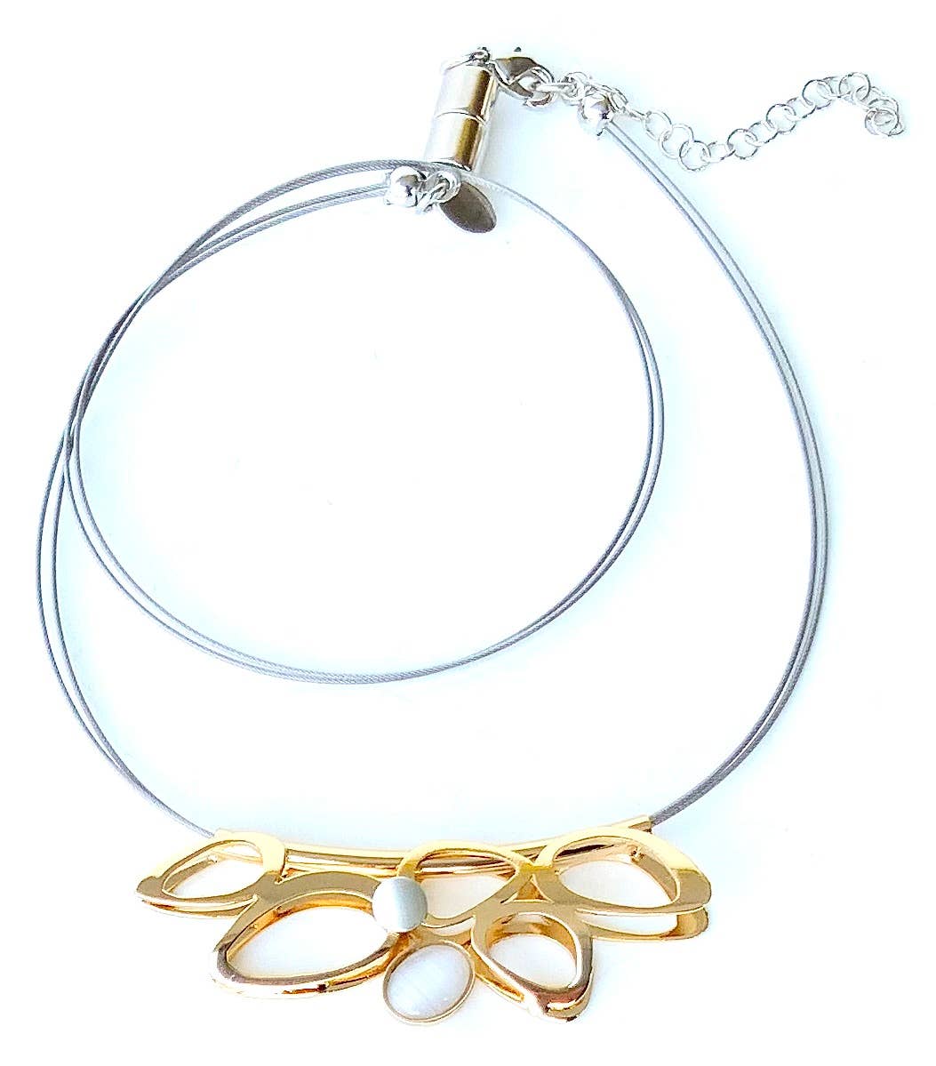 Christophe Poly / Crono Design - Vente Parures de bijoux - ENSEMBLES (GY1) - Collier (G) 17"+2" & Boucles d'oreilles crochet en fil (Y) Ensemble1