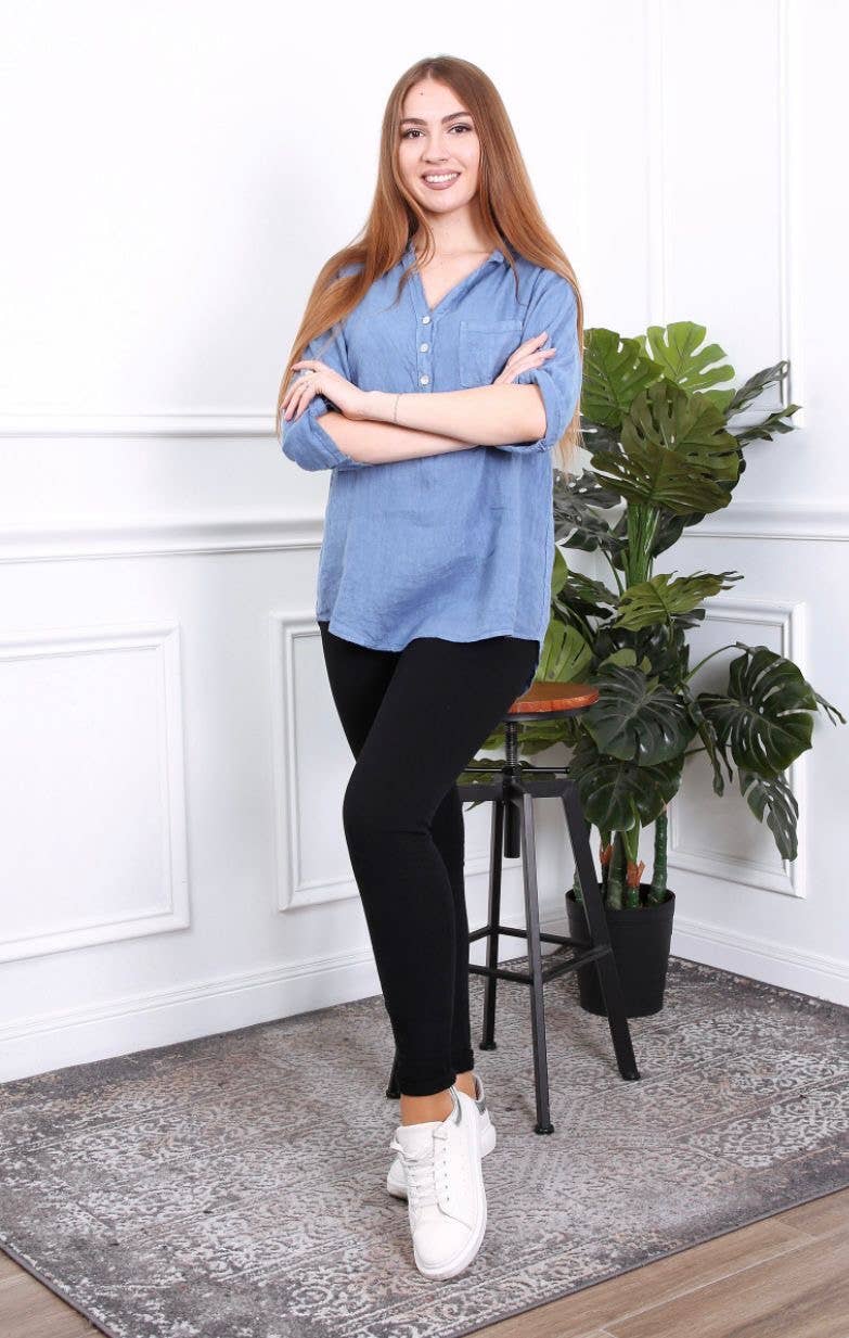 LÉA & LUC - Wholesale Button Down Shirt - Women's - 100% Linen Blouse REF. 63675