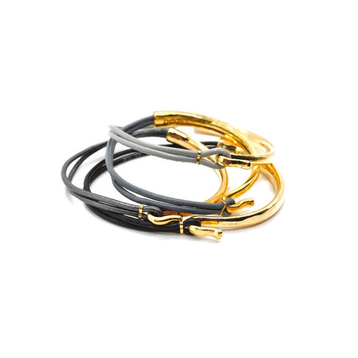 Bracelets en cuir et plaqué or 24 carats -4 bracelets- combo #7 pour la vente par LIZOU