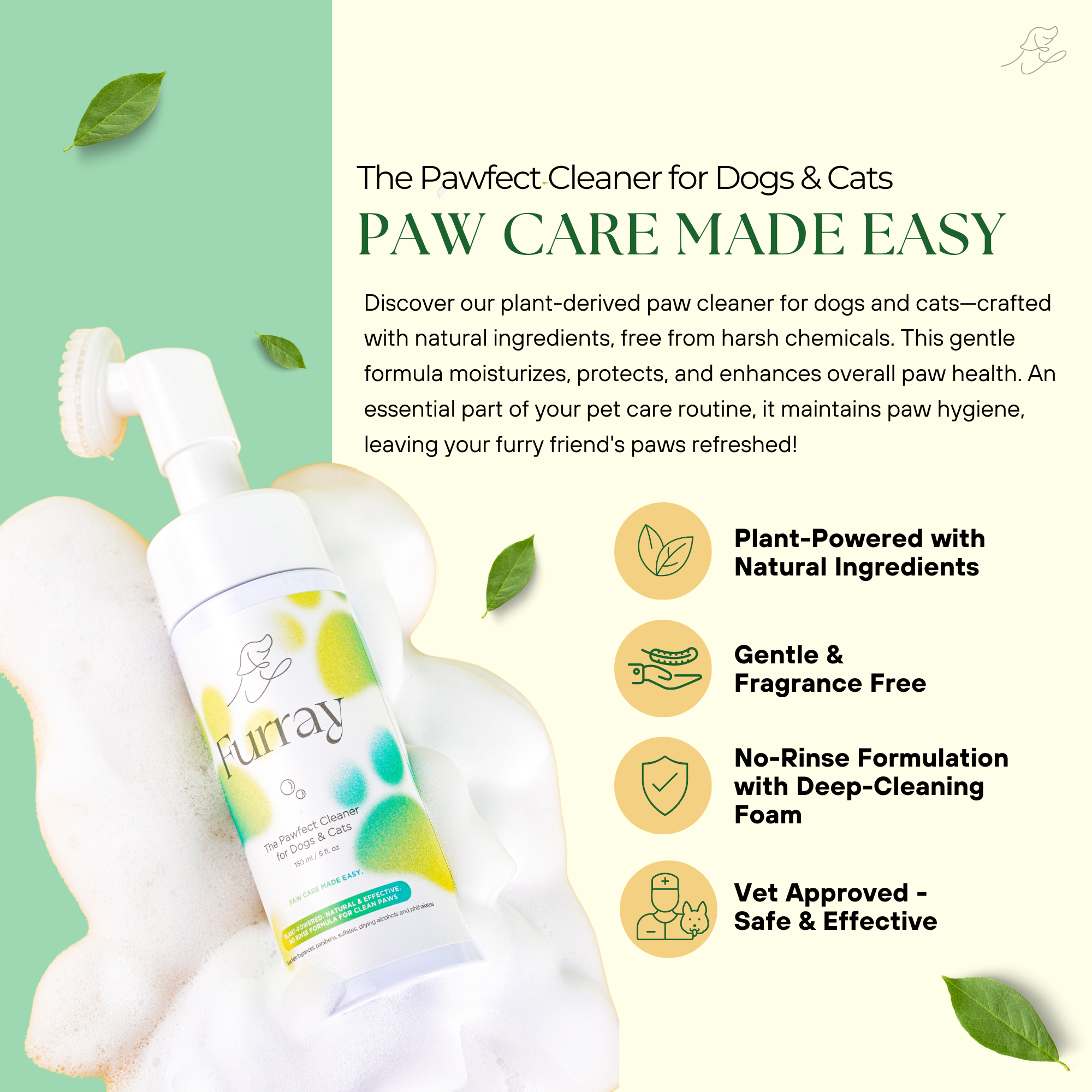 Furray - Wholesale Pet Cleaning Supplies - The Pawfect Paw Cleaner for Dogs & Cats (150ml/5oz)1
