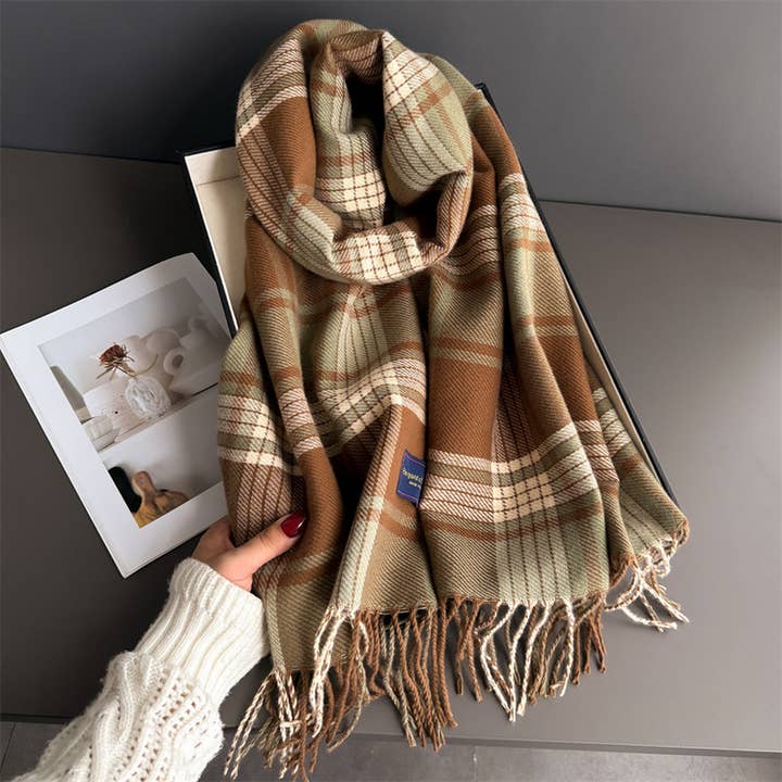 DOUBLJU - Wholesale Scarf - Women's - GENTLE RETRO TASSEL SAND WARM SCARF_CWASC030583