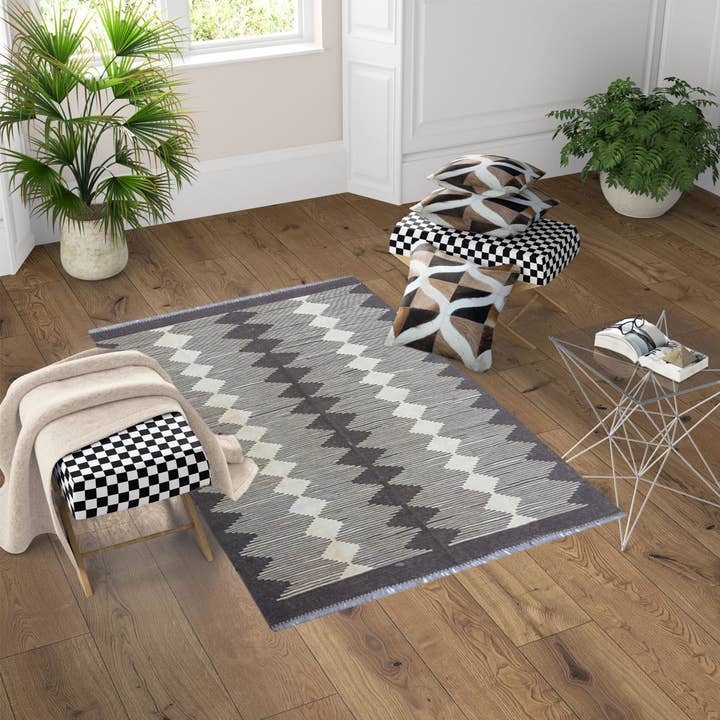 Moderne Pale Sky Kilim Tæppe for engroshandel hos Fybernots