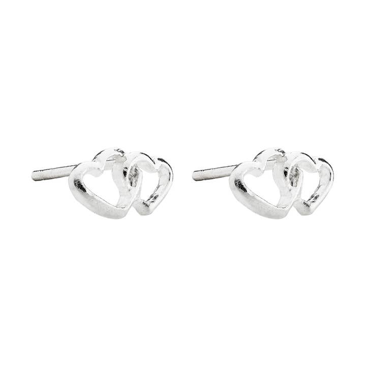 Söta Dubbelhjärta Studs (USA-DDP) för wholesale av Silver Jewellery Cavern Wholesale