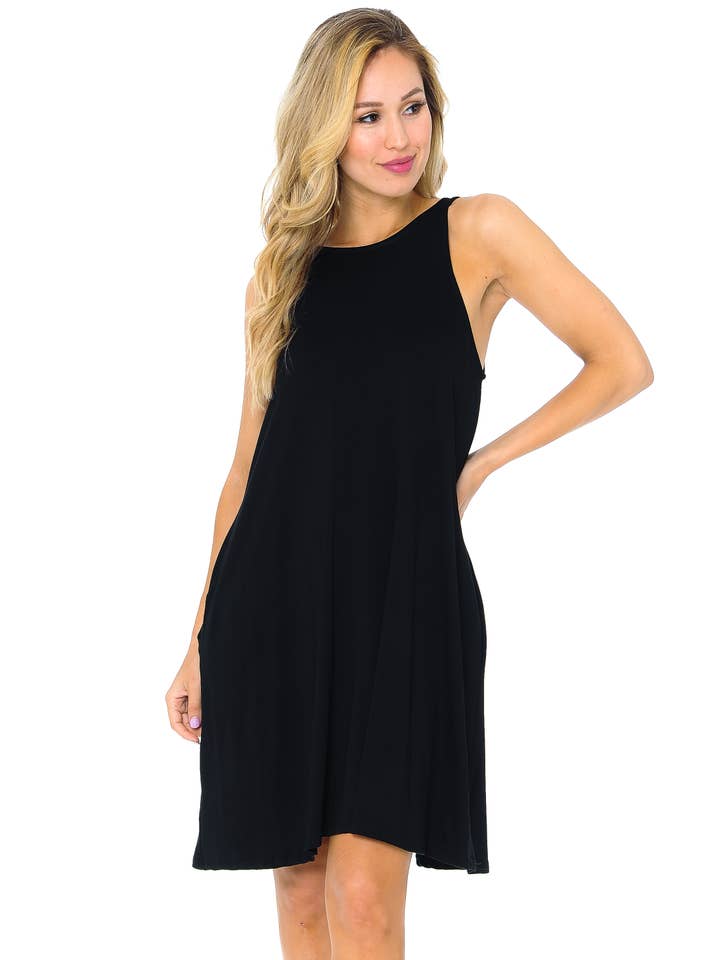 Burgundy Apparel - Wholesale Dress - Women's - TANK DRESS WITH POCKETS24