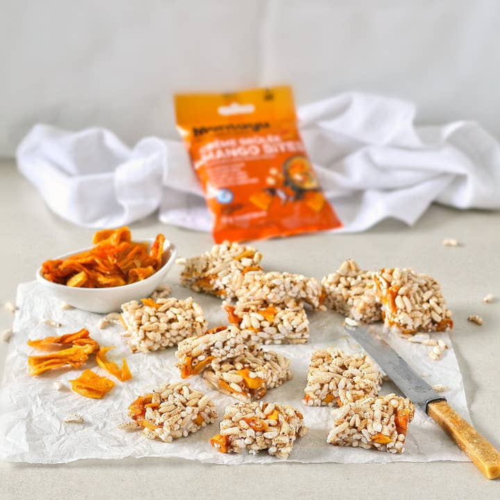 Mahdina - Venta al por mayor Fruta deshidratada - Montagu: Mango Bites sabor Crème Brûlée, (10 x 50 g)1