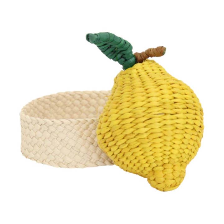 Lemon Handwoven Iraca Napkin Ring for wholesale by Macondo Forever