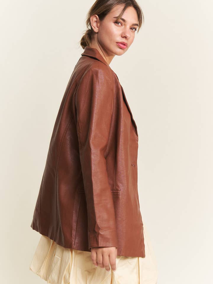In The Beginning - Wholesale Jacket - Women's - Dark Brown Faux Leather Jacket 2