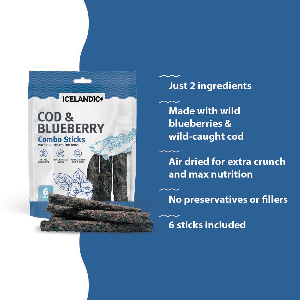 Icelandic+ - Wholesale Pet Treats - Dog - Cod & Blueberry Combo Sticks For Dogs3
