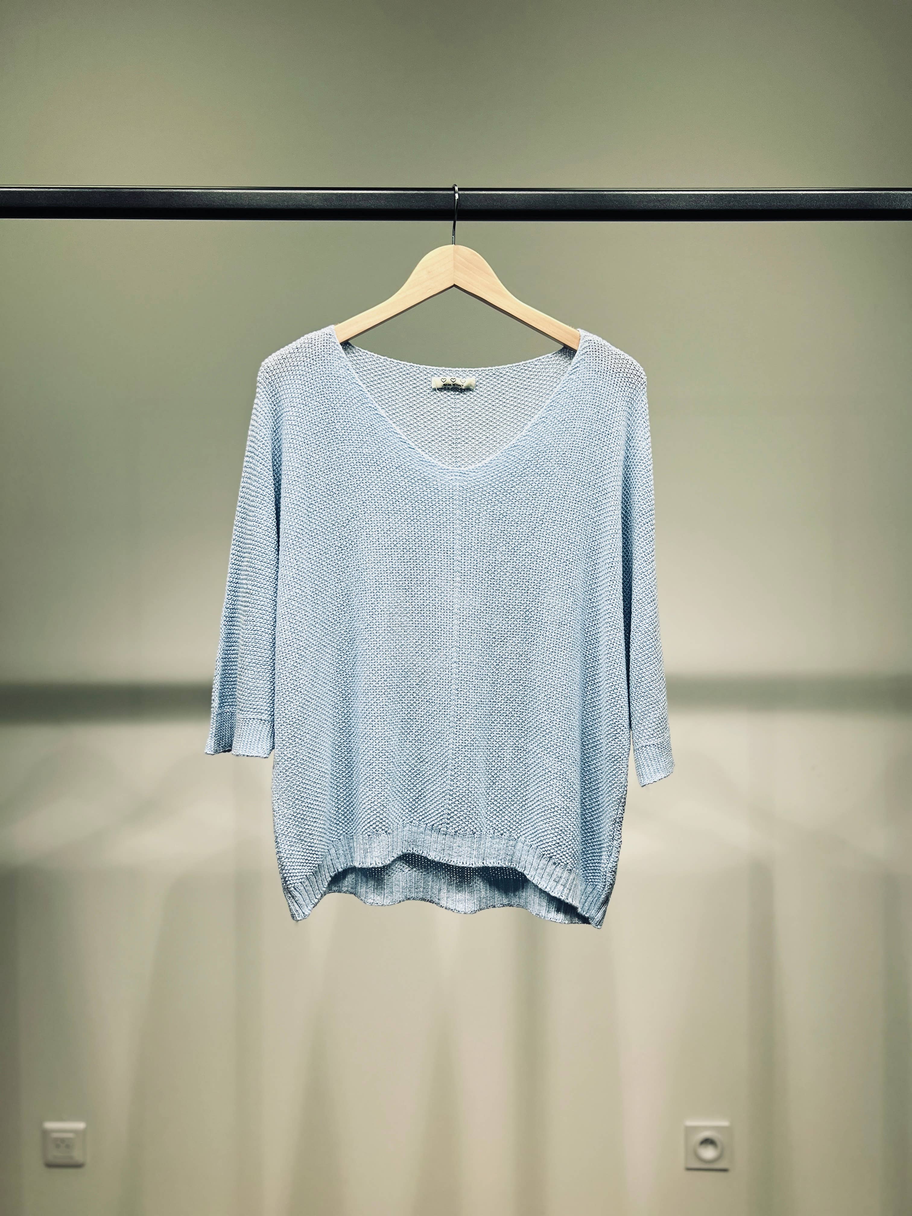 L'Emotion - Wholesale Knit Sweater - Women's - Modal Shiny Thread V-Neck Knitted Sweater12