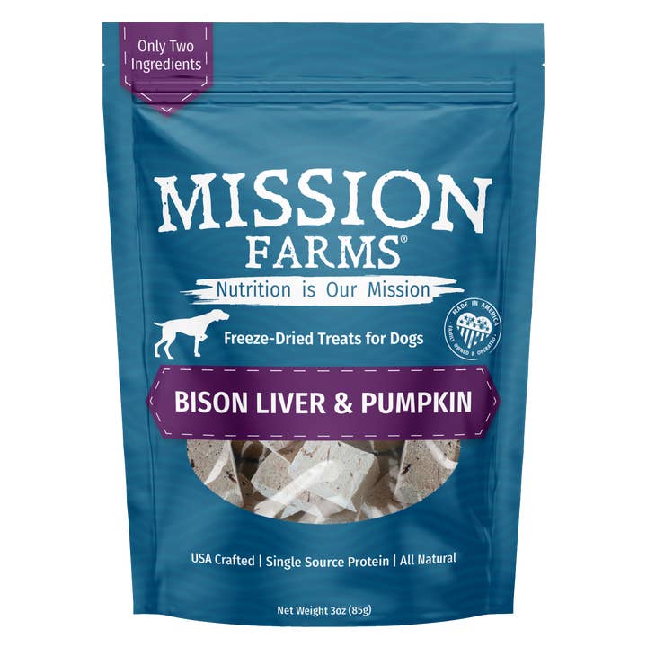 Bison Liver & Pumpkin Treats- 3oz for wholesale by Mission Farms