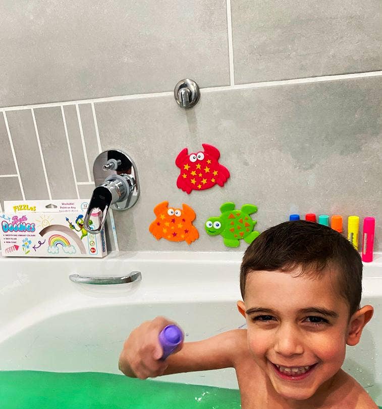 Afri-Imports - Vente Crayon – enfant et bébé - FiZZLeS Doodles de Bain - Peinture Lavable pour le Bain - 12 Couleurs6