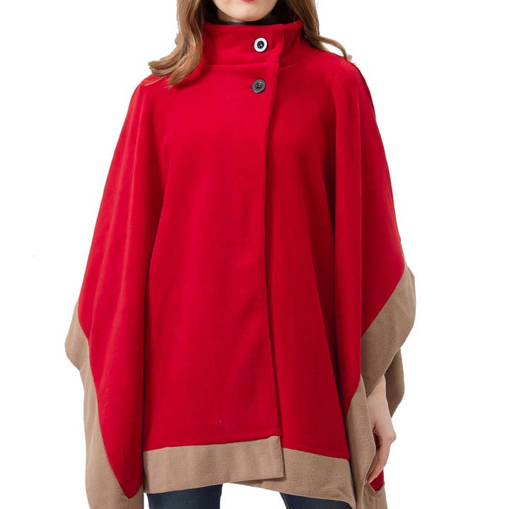 Manteau extérieur poncho S1323_RED pour femmes pour la vente par Jasper Trading LLC
